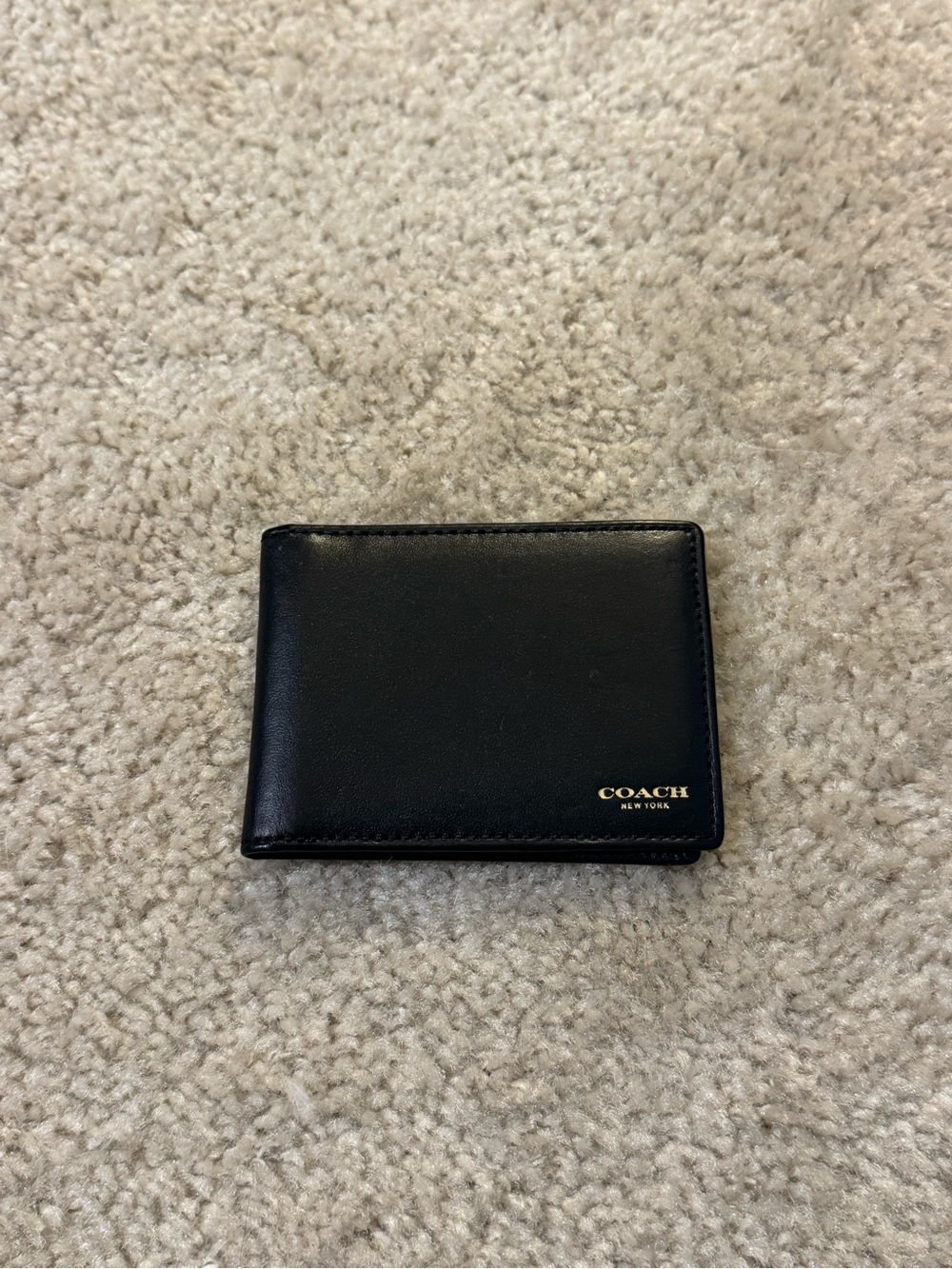 Coach Men's Smooth Black Leather 3-in-1 Bifold Wallet